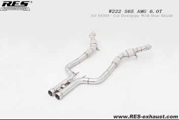 W222 S65 AMG 6.0T All SS304 / Cat Downpipe With Heat Shield